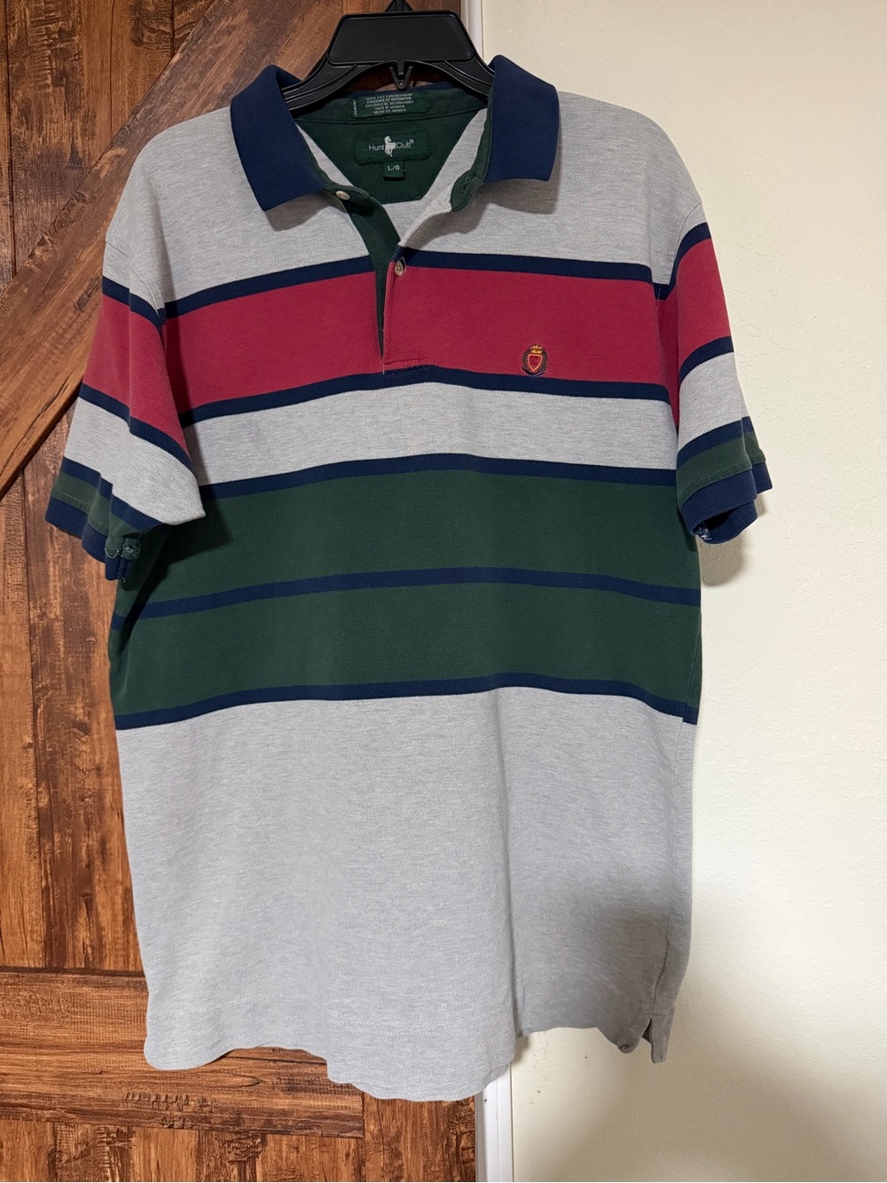 Hunt Club Vintage Men Preppy Rugby Polo Shirt Size Large